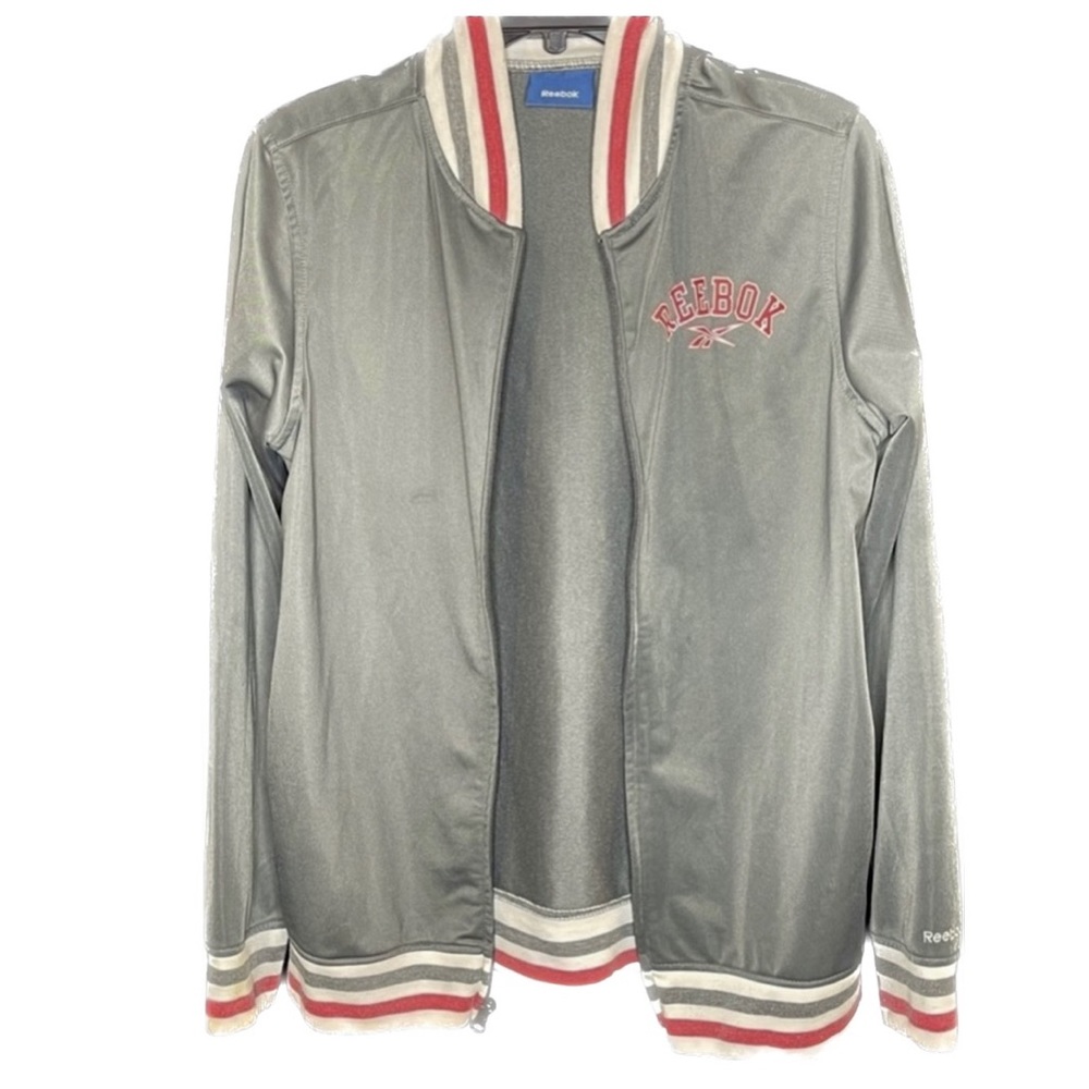 REEBOK Jacket with Red, Gray, and White Stripes